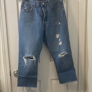 Levi's Womens Relaxed Fit Distressed Blue Jeans